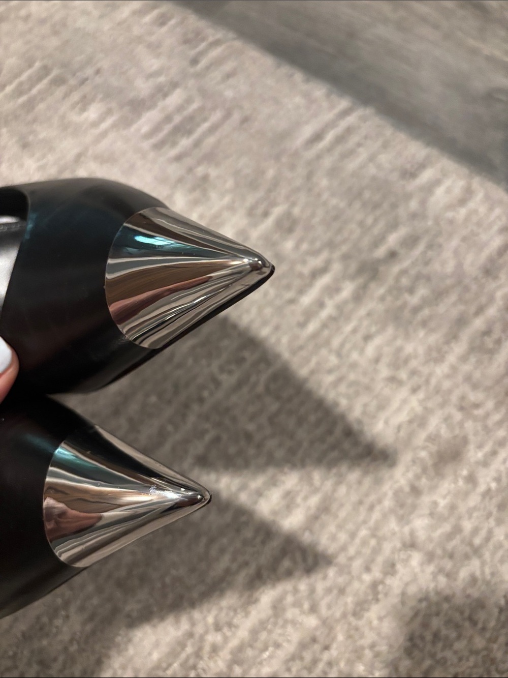 Massimo Dutti Black Leather Slingback Pumps with Silver Pointed Toe size 6.5 - Picture 3 of 5